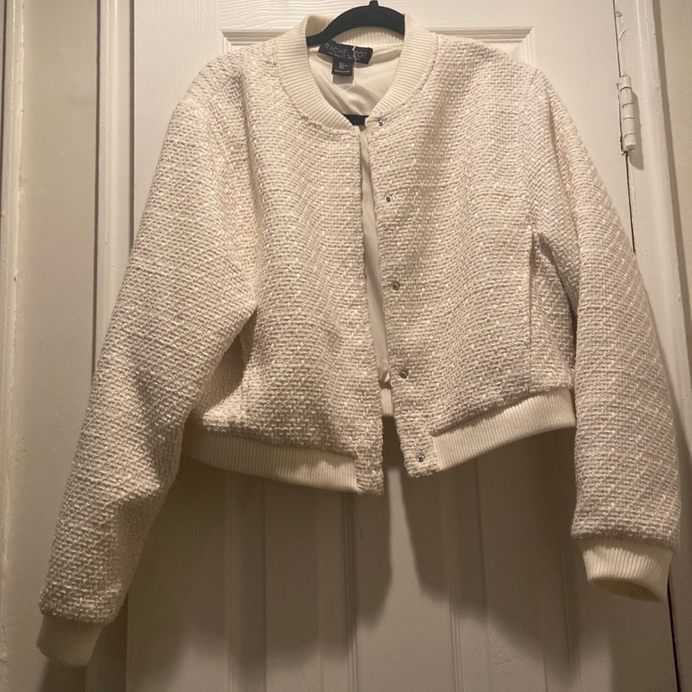 Off white twill bomber jacket